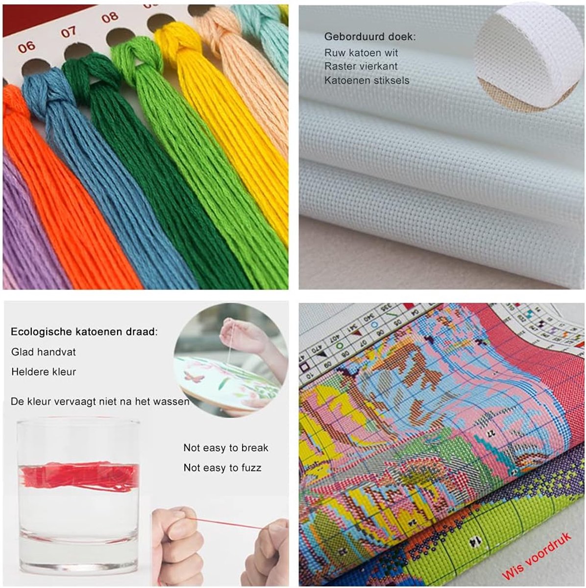 Borduurpakket Met Gestempelde Kruissteek, Complete Lijn van Voorgedrukte Starterspakketten Voor Beginners - Super schattig olifantje 27 x 22 cmm
