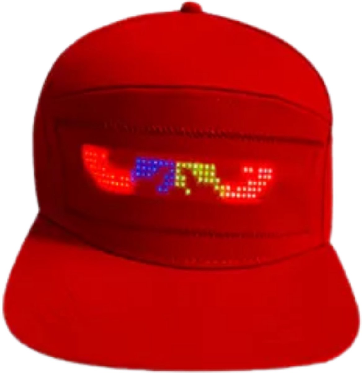 Doppler LED Snapback Pet – Programmeerbaar LED Display via App – Bluetooth – USB Oplaadbaar – Festival & Feest – Rood