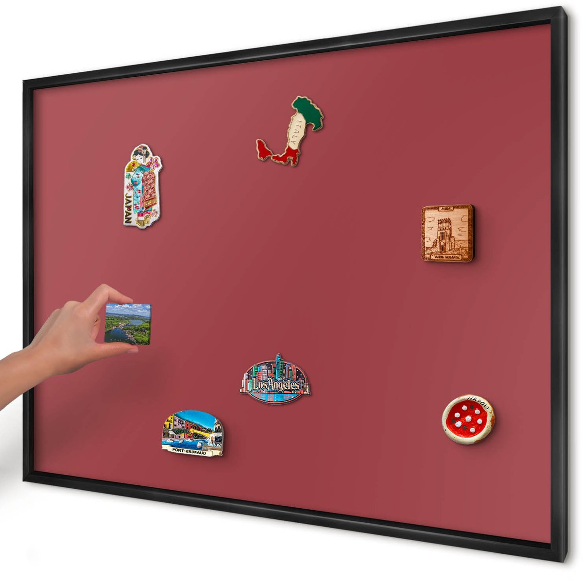 Artprintcave Bordeaux Magneetbord mit Zwart Frame - 100x70 cm - Bordeauxrode Kleur Magneet Bord mit Frame - Minimalist Wandbord Magnetisch - Achtergronden En Patronen