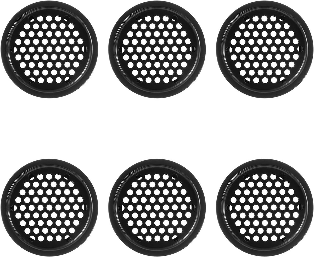 Set van 6 Ronde Ventilatieroosters van RVS voor Deur en Wandventilatie, 53mm, Ideaal voor Keuken, Kasten, Kantoor en Slaapkamer