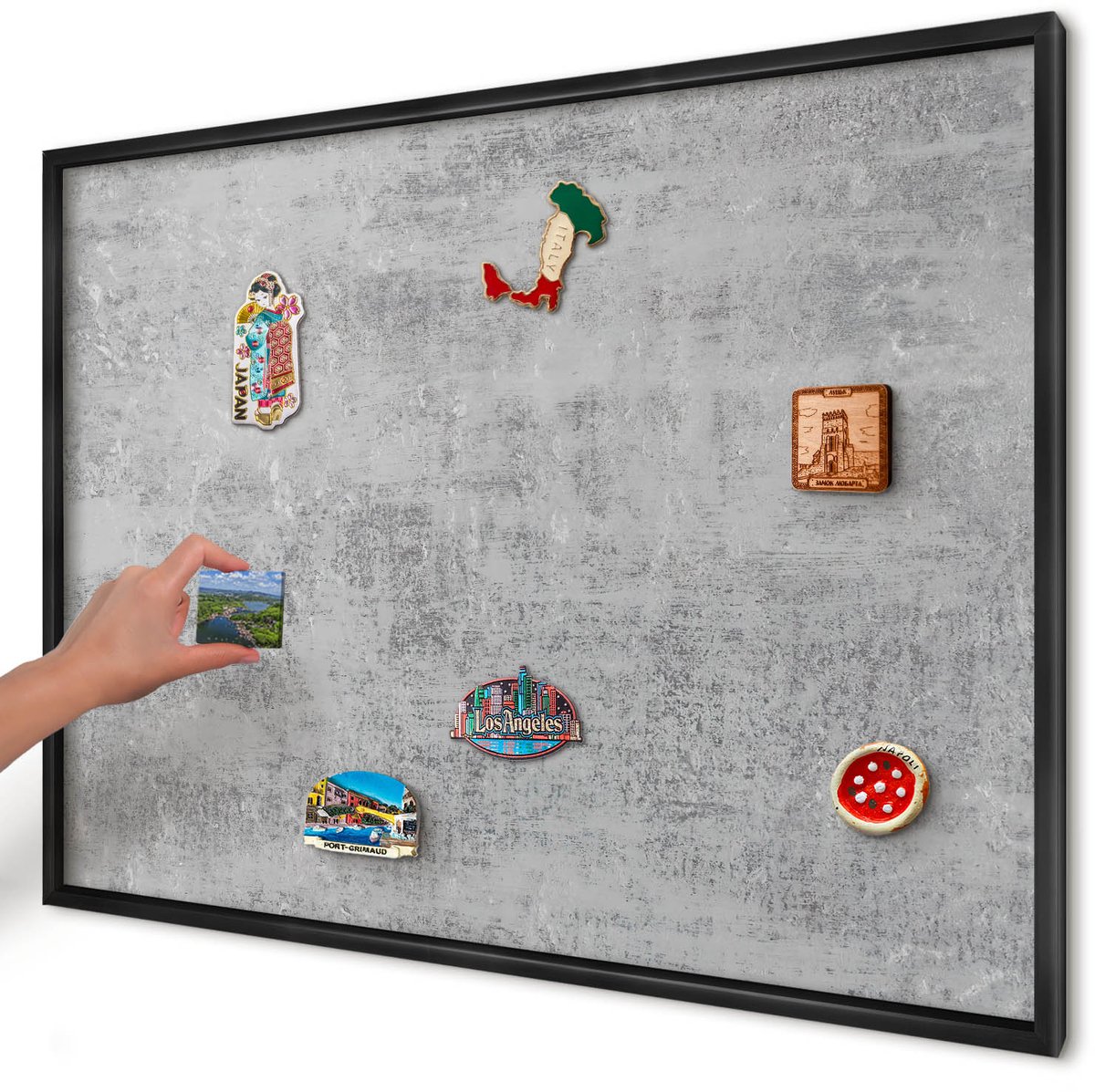 Artprintcave Grijs Magneetbord mit Zwart Frame - 100x70 cm - Grijs Oppervlak Magneet Bord mit Frame - Minimalist Magnetisch Bord Voor Magneten - Texturen