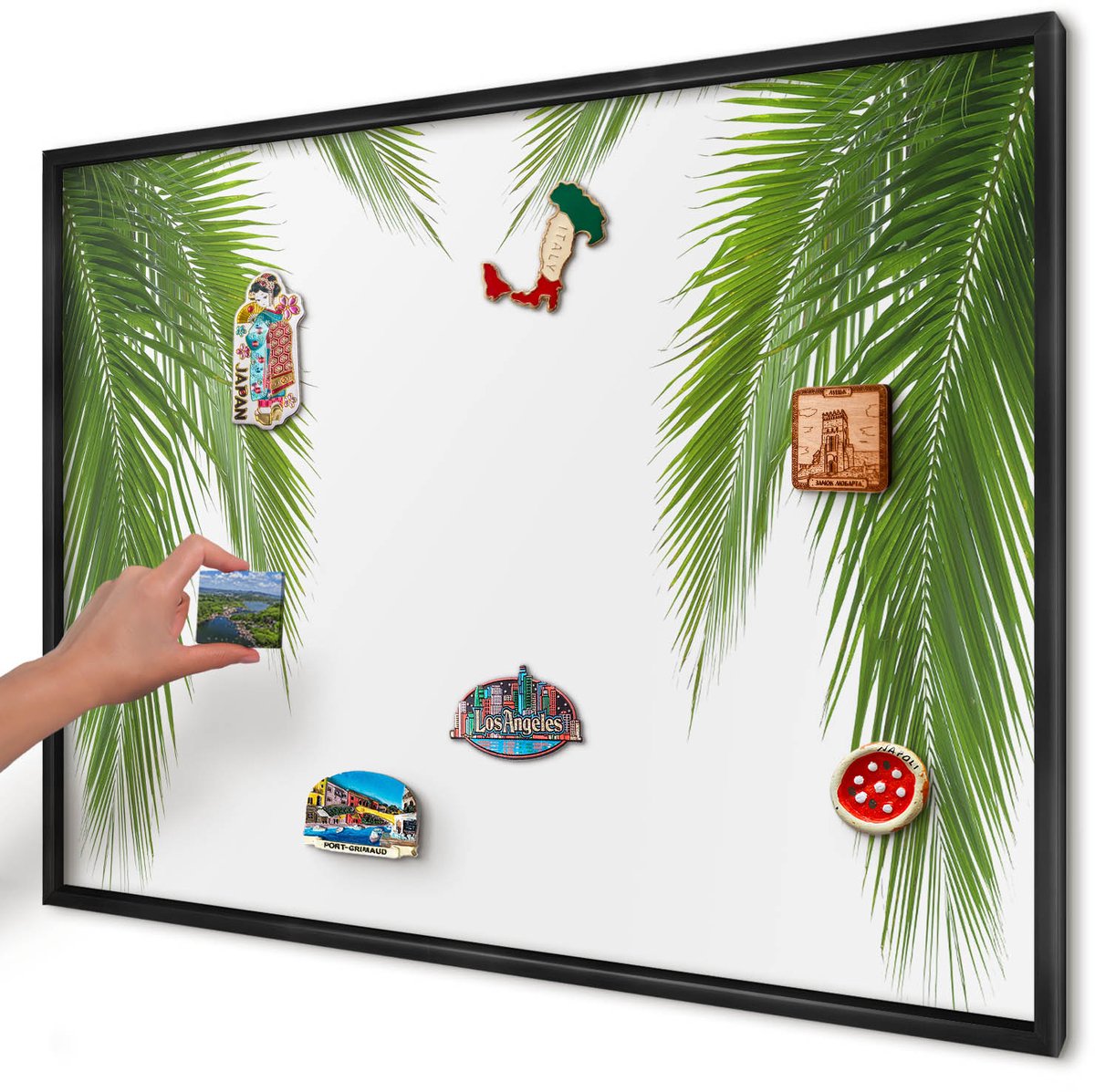 Artprintcave Groente Magneetbord mit Zwart Frame - 100x70 cm - Exotische Natuur Magneetbord Voor Keuken - Modern Notitiebord - Natuur
