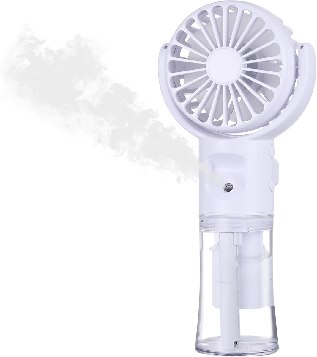 elektrische ventilator met waternevel, oplaadbare mini-USB-handventilator met 4 snelheden, kleine handventilator op batterijen voor vakantie, kantoor, outdoor, accessoires