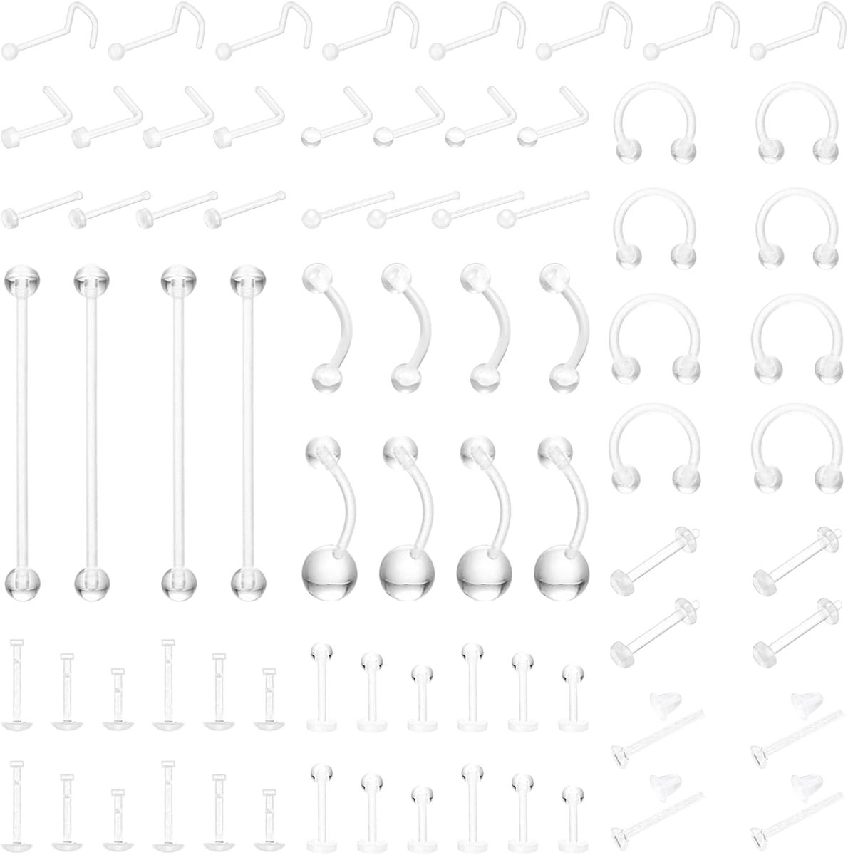 76 Stk. Piercing Retainer, Bauchnabelpiercing zwangerschap, Piercing Bauchnabel, zwangerschapspiercing voor chirurgie, sport voor vrouwen, mannen, tieners (helder)