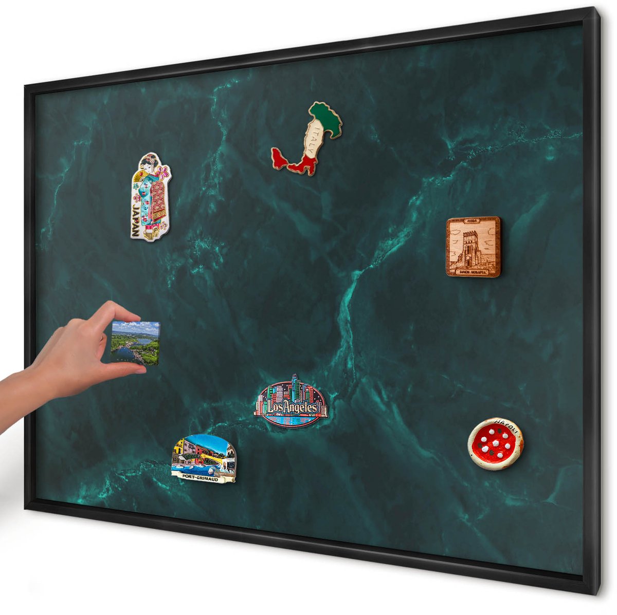 Artprintcave Groente Magneetbord mit Zwart Frame - 100x70 cm - Groene Diepte Magnetische Organizer - Abstract Magnetisch Bord Voor Magneten - Texturen