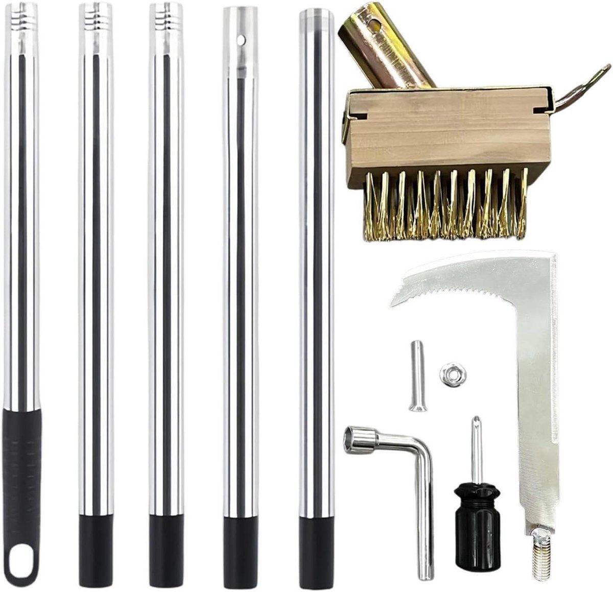 Onkruidsteker Set - Onkruidverwijderaar Voegenreiniger - Terras Reinigen - Verstelbare Handgreep - 41 cm - Zilver