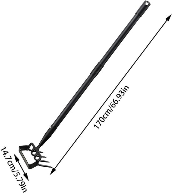 Tuinhakgereedschap - Schoffel hark - Tuinieren en wieden - Roestvrij staal - 16 m - Zilver — afbeelding 5