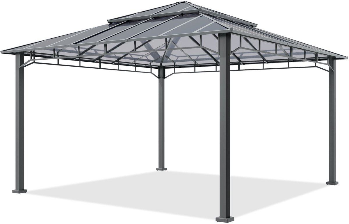 TOOLPORT Tuinpaviljoen 4x4 m, aluminium frame, polycarbonaat dak ca. 8 mm