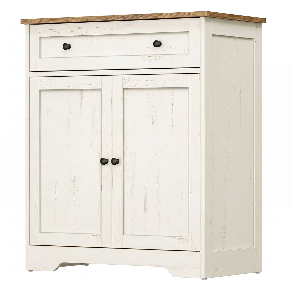Keukenkast in landelijke stijl met lade en 2 deuren - Wit - 72 x 40 x 80 cm - Vintage wit