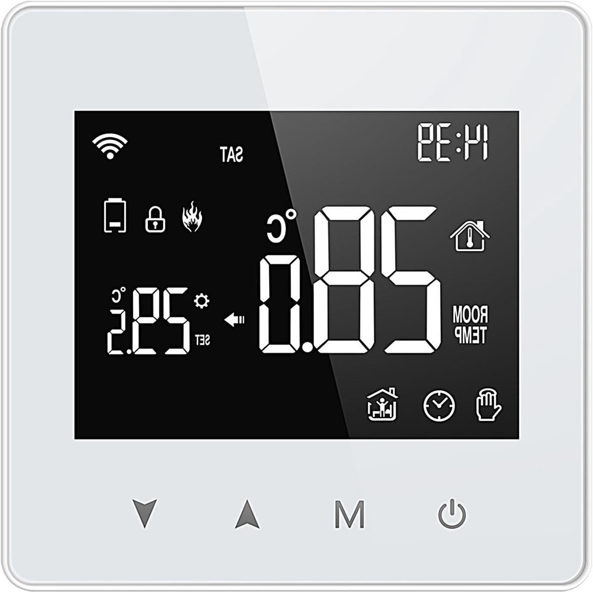 Slimme Thermostaat - Temperatuurregelaar Digitale - Energie Besparen - Op Batterijen Werking - 86x86cm - Wit