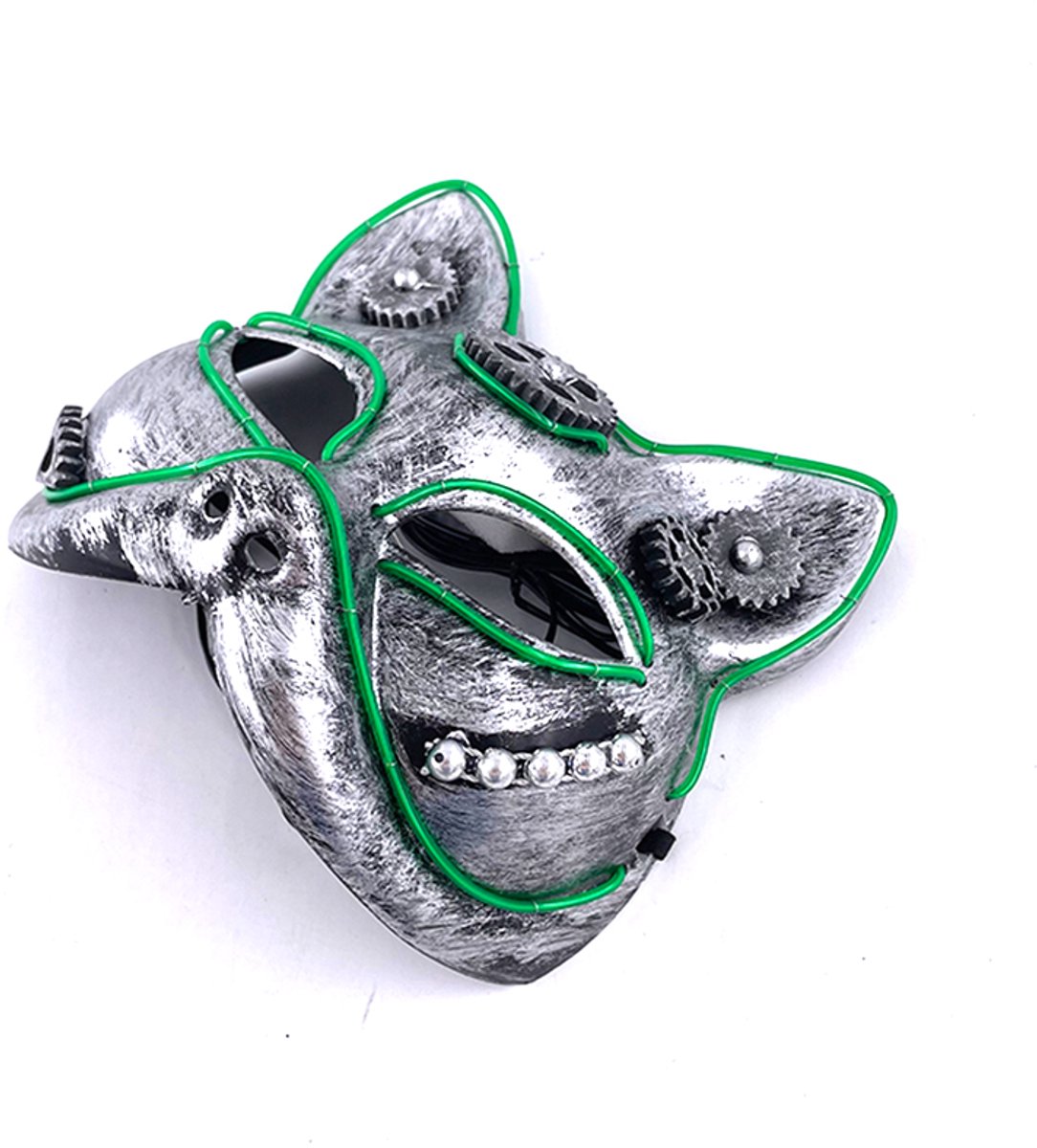 Doppler LED Steampunk Kattenmasker - Lichtgevend Verkleedmasker met 3 Lichtmodi - Carnaval, Halloween, Festival & Cosplay – Groen