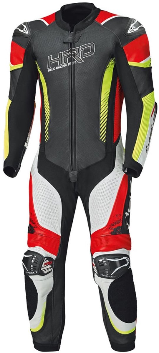 Held Brands Hatch Zwart Wit Rood Geel Geperforeerd 1-Delig Motorpak - Racepak