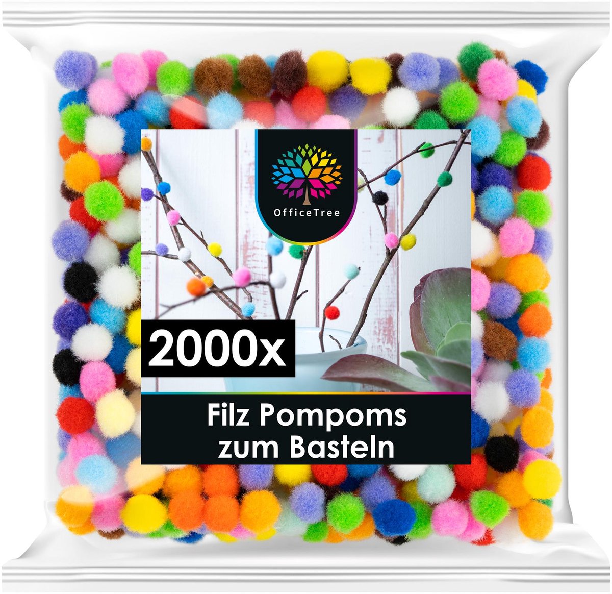 OfficeTree 2000 Pompons Filz-Kugeln Mehrfarbig (wp)
