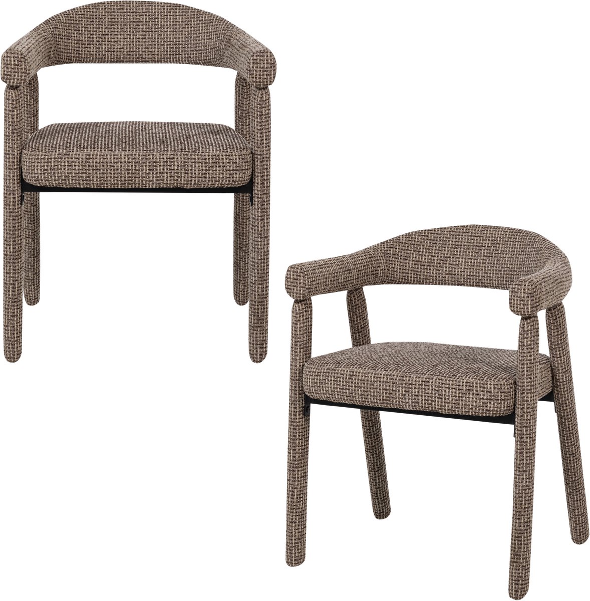 WOOOD Sedo Eetkamerstoel Armleuning Bruin - Set Van 2 - 78x59x58