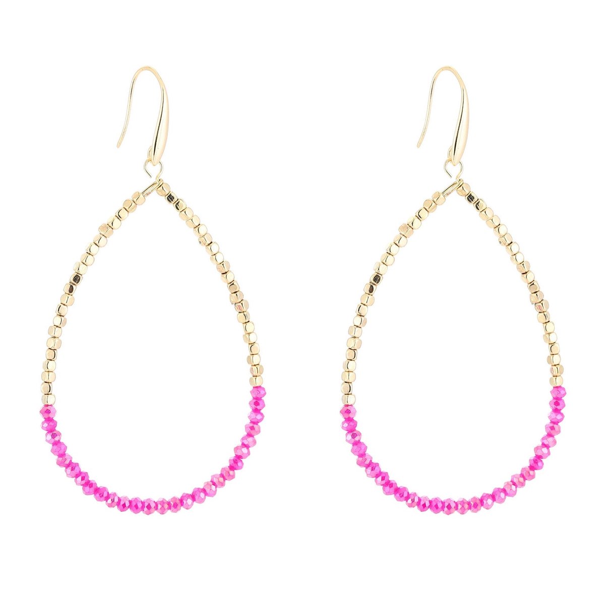 Michelle Bijou Oorbellen Druppel Double goud fuchsia