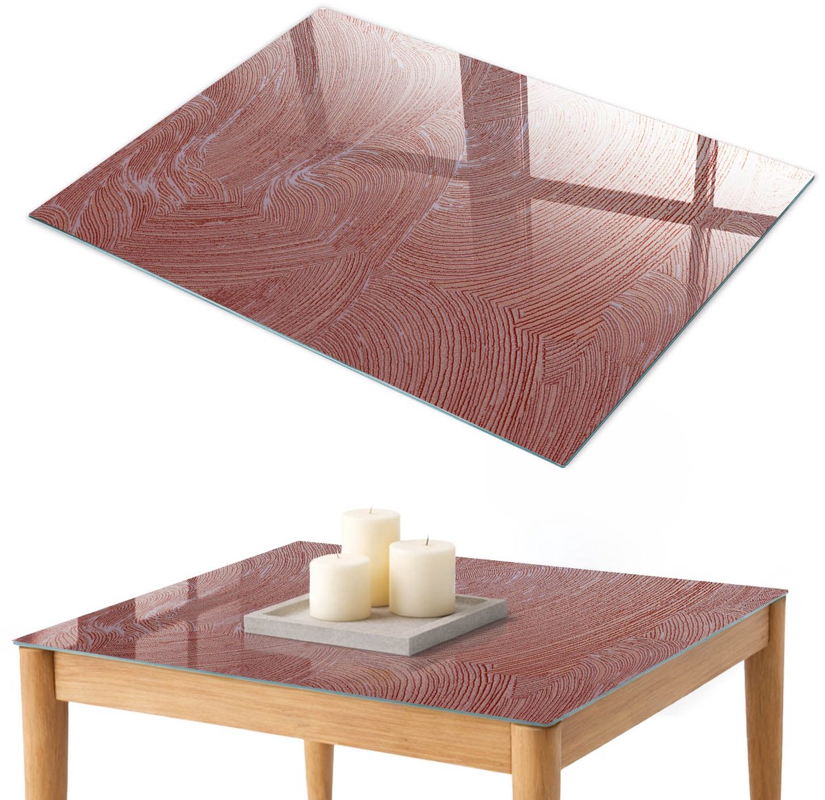 ArtPrintCave Ingewikkelde patronen Glazen Tafelblad 100x70 cm - Tafelblad Rechthoek - Bruin Bureaublad - Texturen Keukentafel