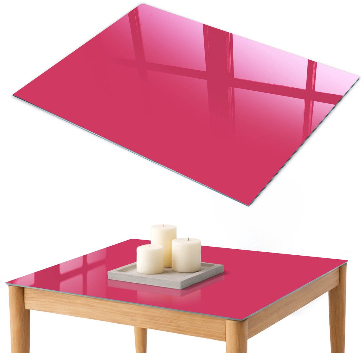 ArtPrintCave Energie roze Glazen Tafelblad 100x70 cm - Tafelblad Rechthoek - Roze Keukentafel - Achtergronden en patronen Tafelblad Glas