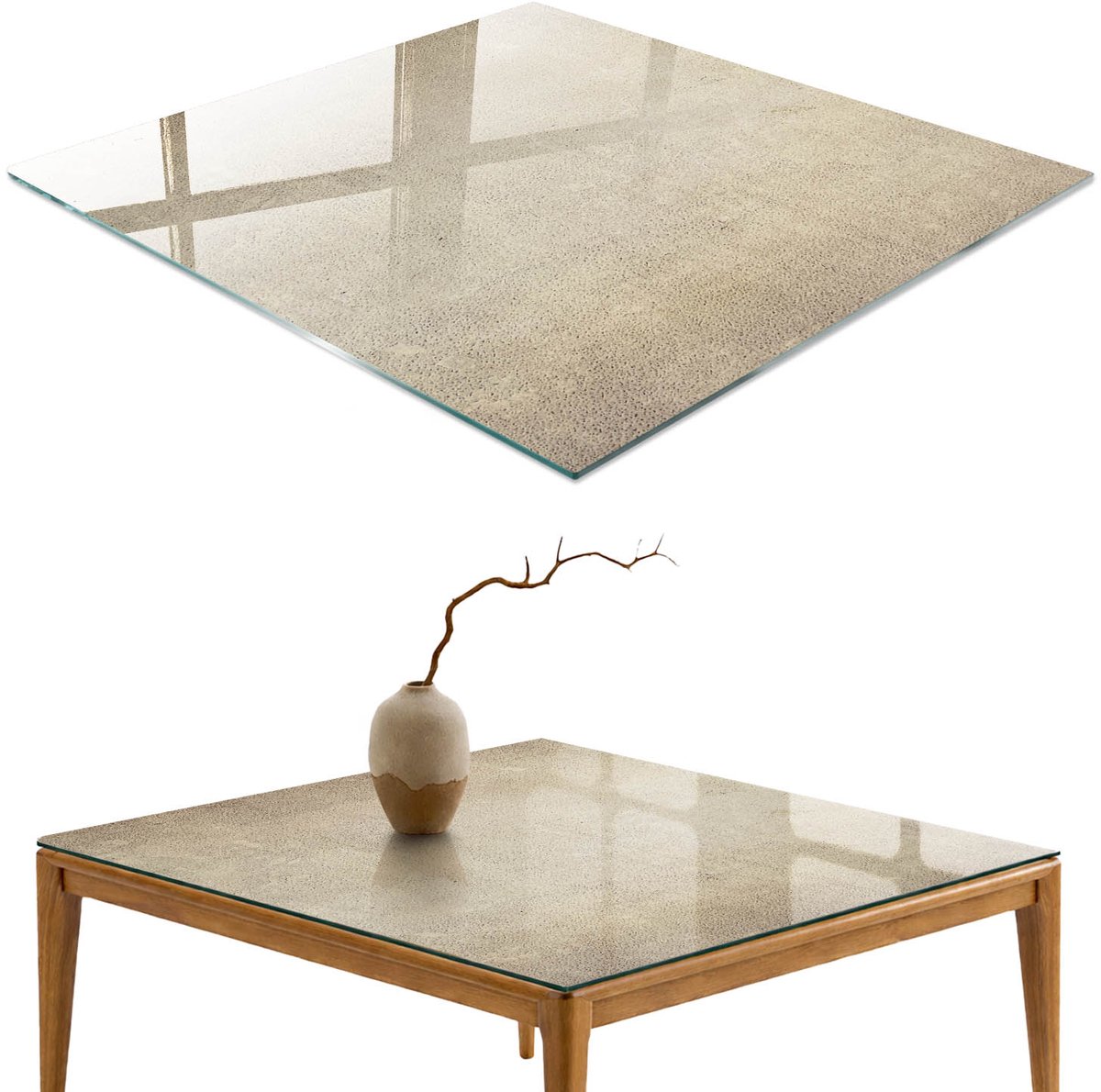 ArtPrintCave Warme textuur Glazen Tafelblad 60x60 cm - Tafelblad Rechthoek - Beige Keukentafel - Texturen Glazen Eettafel