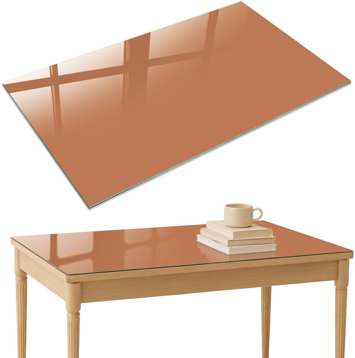 ArtPrintCave Doffe oranje Glazen Tafelblad 120x80 cm - Tafelblad Rechthoek - Oranje Keukentafel - Achtergronden en patronen Bureaublad
