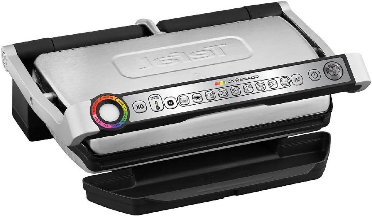 Elektrische Grillplaat - Contactgrill Binnen - Perfect Grillen - Automatische Sensor - 800cm2 Kookoppervlak - Zilverkleurig