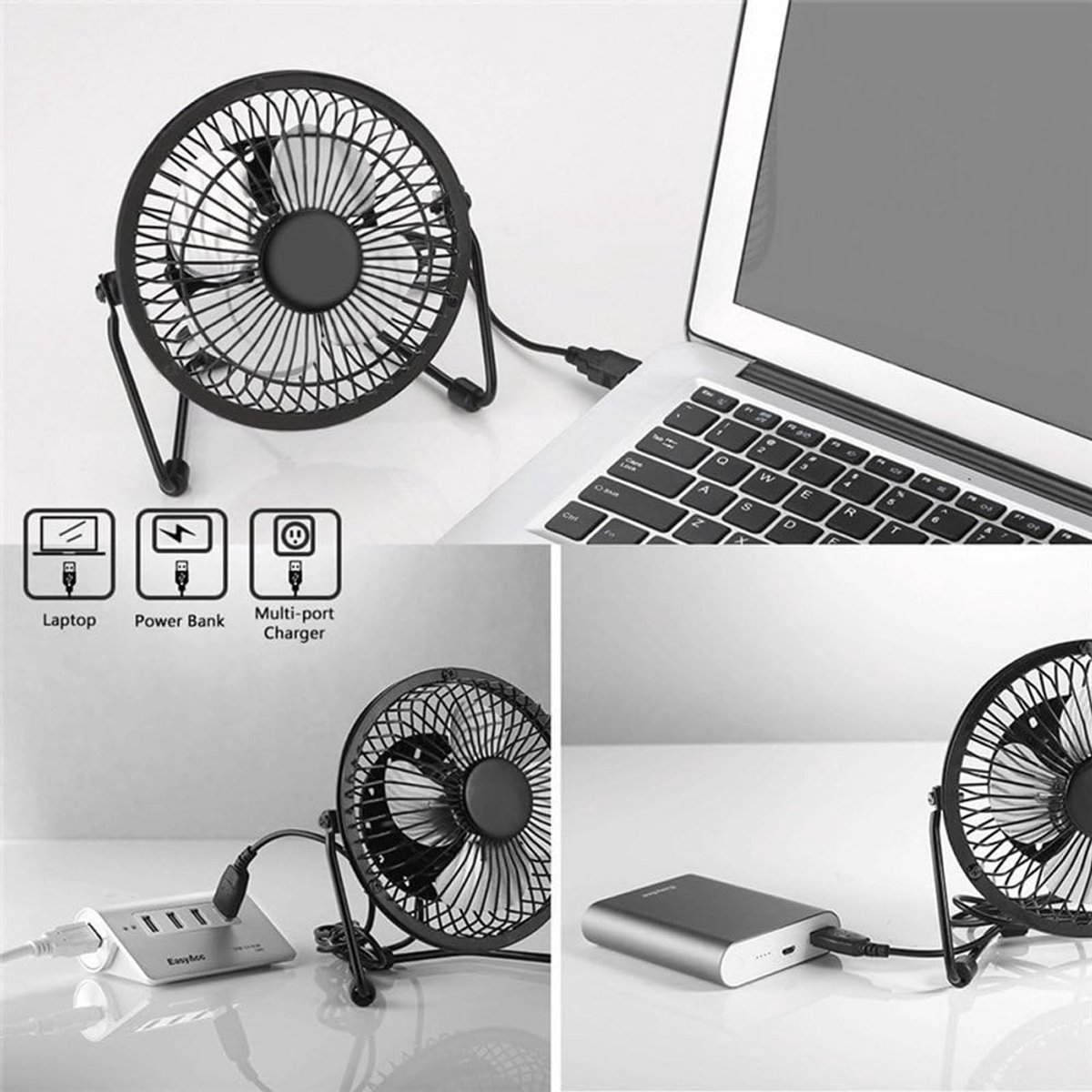 Zonnepaneel Ventilator Set - Camping Fan Solar - Ventilatie Buiten - Draagbaar Groene Energie - 6 Inch Fan - Zwart