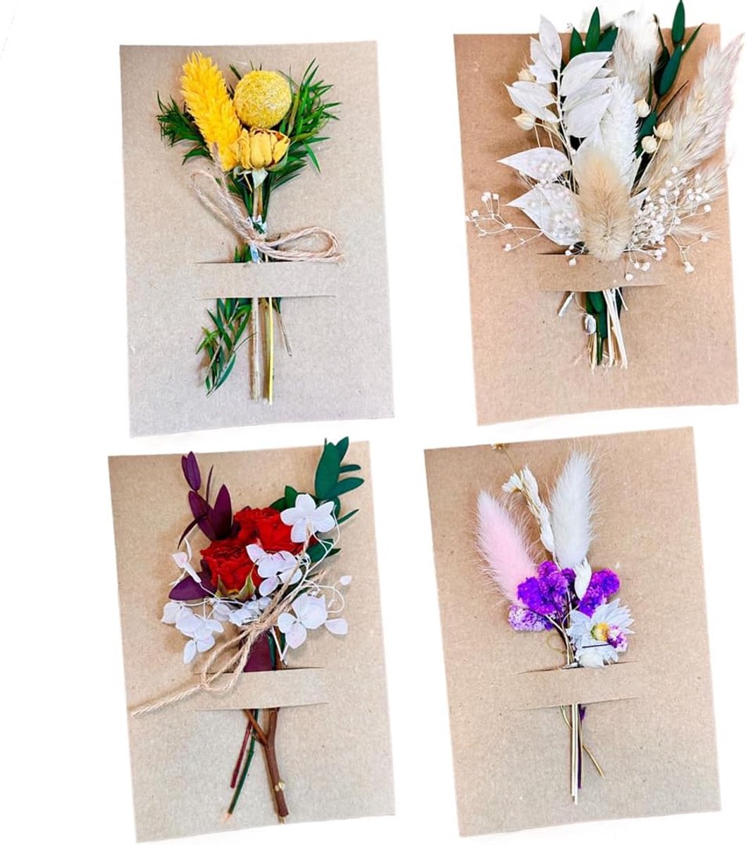 SnelShoppen - 4 Bundels Gedroogde Bloemen Boeket, Decoratieve Gedroogde Bloemen voor Creatieve Projecten, Kleine Dried Flowers voor Fotolijsten, DIY H