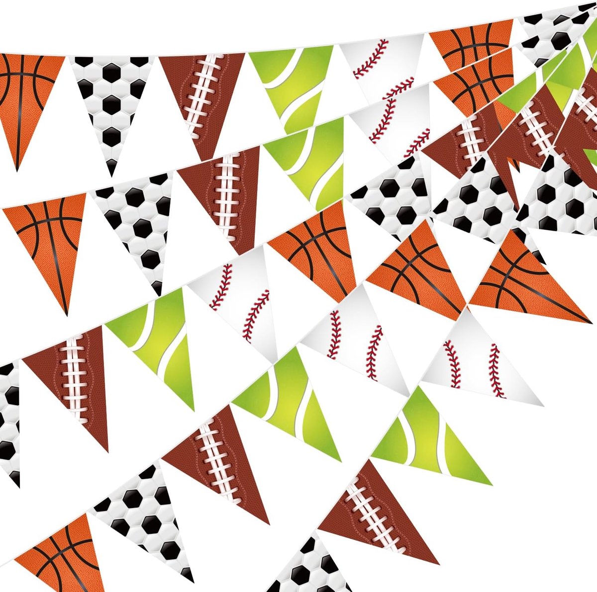 SnelShoppen - 5 Stuks 36ft Sport Banners Voetbal en Basketbal Vlaggen Triangulaire Garlands Feestdecoratie voor Verjaardagsfeesten Babyshowers Sportth
