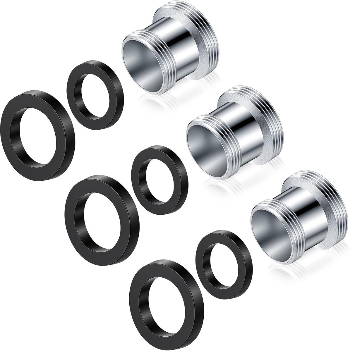 SnelShoppen - 3 Stuks Kraanadapter M18 naar M22, Mannen Draad Waterfilter Aansluitset met 6 Rubber Seals voor Keuken Gootsteen Waterfilter