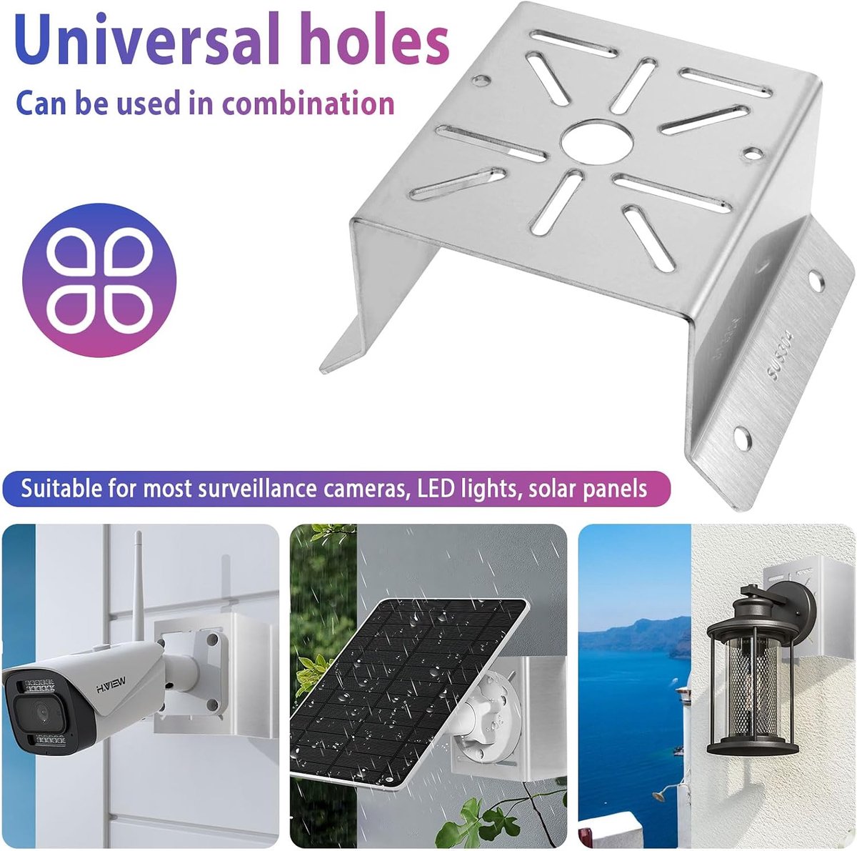 SnelShoppen - Universele Hoekbeugel voor Beveiligingscamera, RVS Wandbeugel voor WLAN IP Camera, Duurzame CCTV Camera Steun met Gereedschap voor LED W