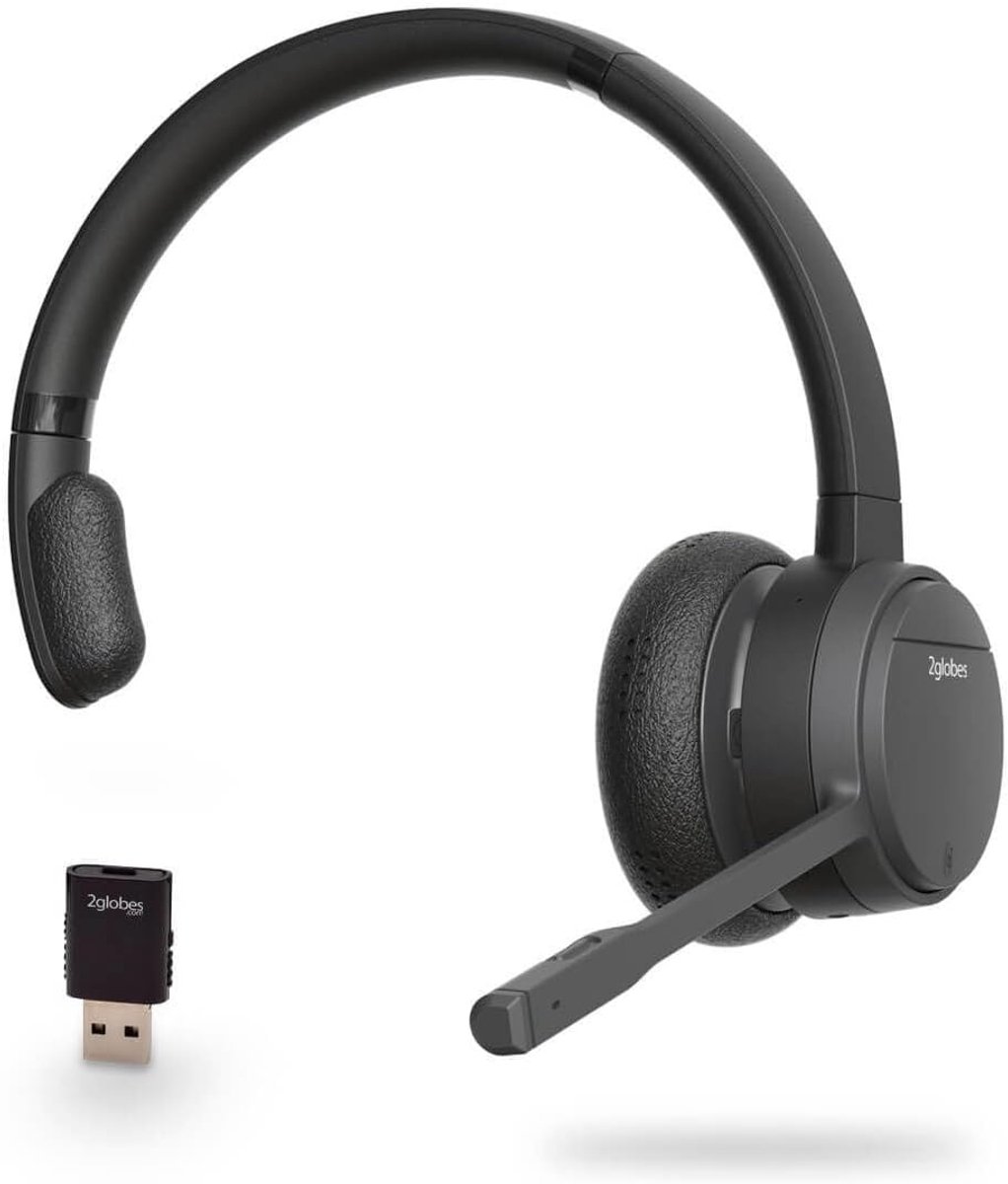 SnelShoppen - Hybrid X Mono DECT & Bluetooth Headset - Mono On-Ear, 150 m Bereik, USB-A Adapter, Voor PC, Mac & Smartphone, Inclusief Hard Case