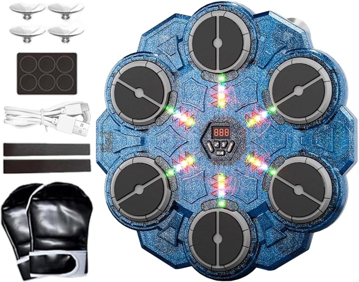 Muzikale Boksmachine - Bokstrainingsapparaat Fitnessdoel - Stress Verlichten - 9 Snelheidsmodi - 335x365cm - Blauw