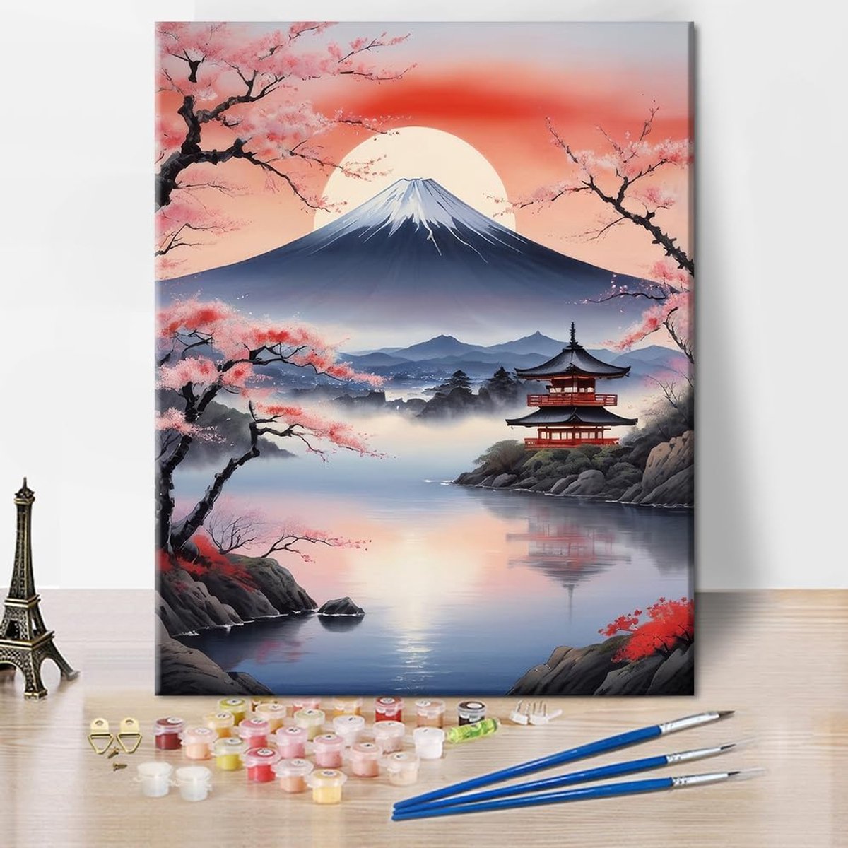 Schilderen op nummer Fuji-landschap - doe-het-zelf schilderen op canvas - olieverfschilderij voor volwassenen - Thijox