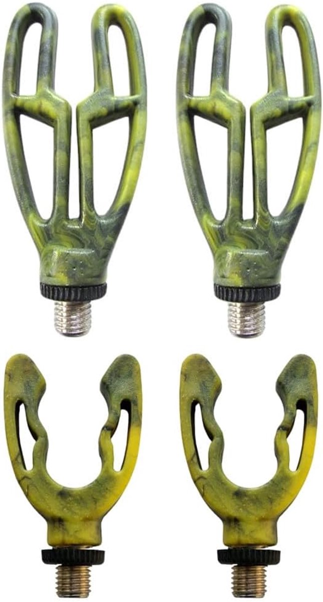 SnelShoppen - Camo 4-delige Hengelsteun Set met Voor- en Achtersteun, Inline en Grip Lock, 3/8 BSF Draad, Ideaal voor Hengelsport en Buitenactiviteite