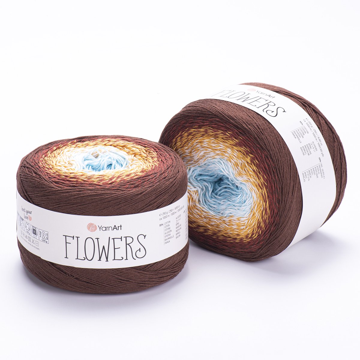 YarnArt Flowers Verloopgaren - 55% Katoen 45% Acryl - voor Haken en Breien - 250g / 1000m - Kleur 296