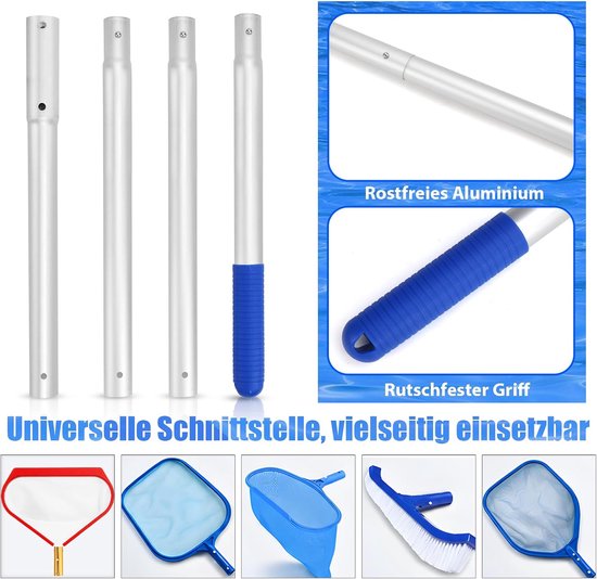 SnelShoppen - Vijver Schepnet Algenschepnet met Telescoopstang 1,4 m - Fijnmazig Aluminium - 40 cm Breed - Ideaal voor Vijver, Zwembad, Waterpark, Fon — afbeelding 2