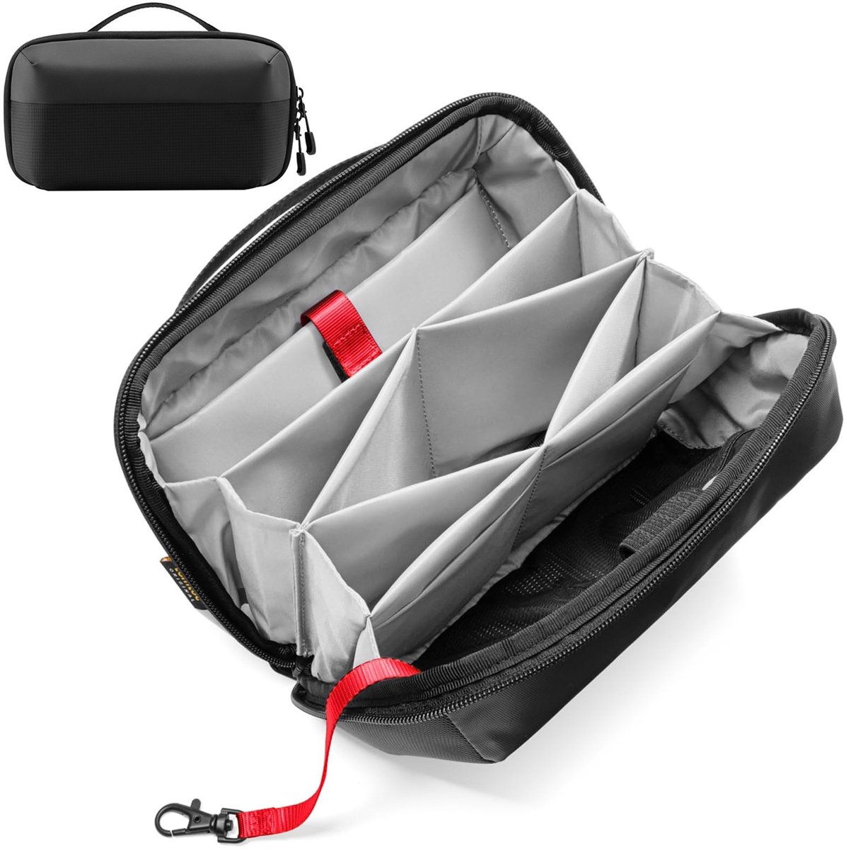 Fokelyi Kabel Organizer Tas - Waterdichte Nylon Opbergtas Met 18 Vakken - Grote Kabeltas -Voor Elektronica Accessoires Opladers En Smartwatch- Zwart 26x15x10cm