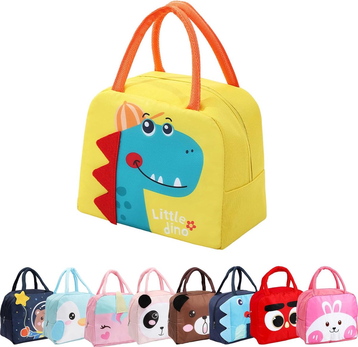 SnelShoppen - Kinderen Lunchtas voor Meisjes en Jongens - Herbruikbare Cartoon Lunchzak - Geïsoleerde, Kleine, Vouwbare, Waterdichte Lunch Tassen voor