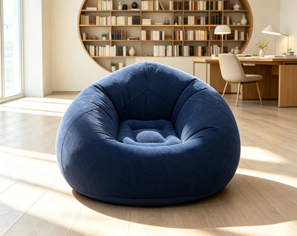 Opblaasbare bank zitzak Donkerblauw Draagbaar en opvouwbaar Comfortabele zitzak geschikt voor tuin strand en camping Stevig en duurzaam materiaal 100*100*50 cm