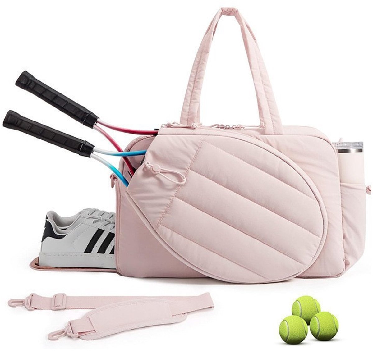 Tennistas - Paddleboard tennistas - Dames sporttas - Dames tennistas - Rugzak - Tennisrugzak - Schoudertas - Tennisbal - Dames tennistas - Met racketvak - Roze