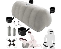 Sexkussen met Handboeien - Opblaasbaar Seks Kussen - Fixatieset - Handsfree - Seksaccessoire - met Houder voor Masturbator, Dildo of Vibrator - Voor Stellen - Reizen Thuis en Hotel