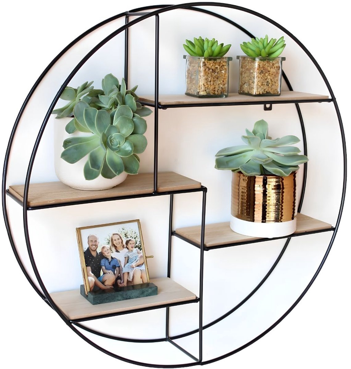 JCP® Wandrek Rond - Wandrek Rond Industrieel - Wandplank - Zwart - 55cm x 11cm x 55cm