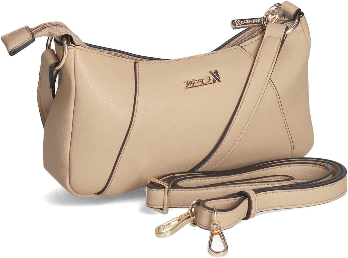 Dames Handtas - Schoudertas Nepleer - Dagelijks Gebruik - Versterkte Bodem - 13 x 24 x 5 cm - Taupe