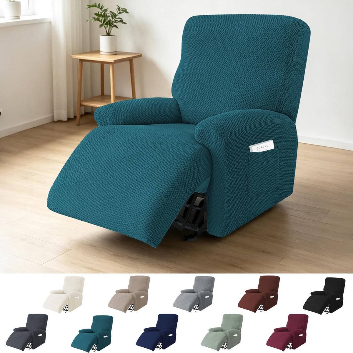 Set van 4 elastische hoesjes voor eenpersoons relaxfauteuil, geschikt voor elektrische relaxfauteuils, met - ShopVlot