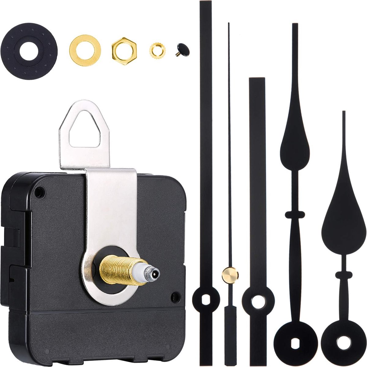 SnelShoppen - Klokonderdelen set met hoge koppel, lange schacht van 4/5 inch, 2 verschillende wijzerplaten, geschikt voor reparatie en creatie van klo