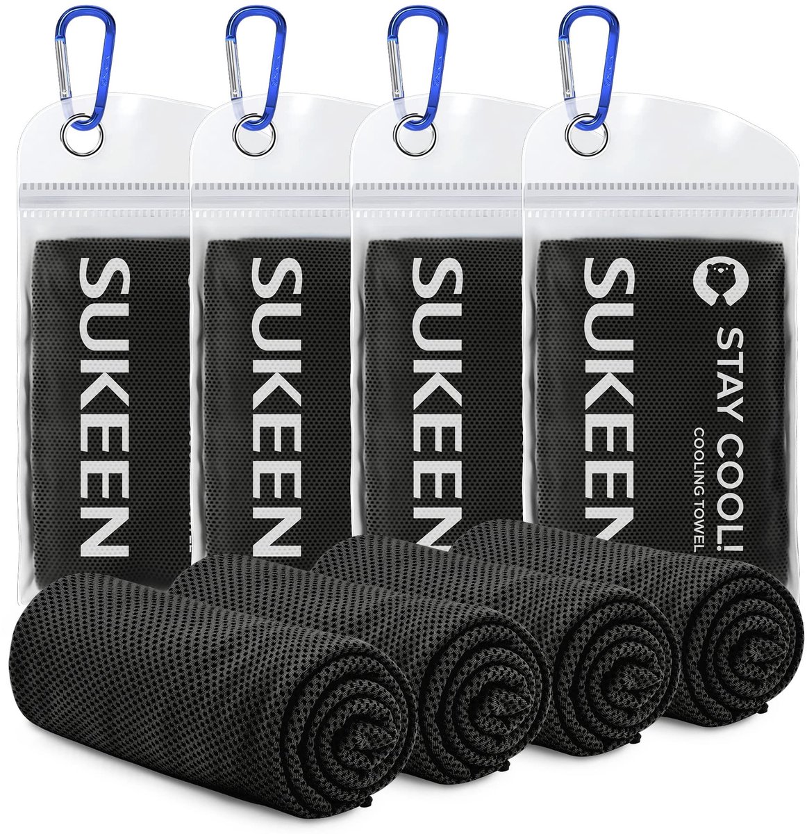 SnelShoppen - Koelhanddoek 4 Stuks - 40x12 Inch - Zachte Ademende IJshanddoek - Microvezel Handdoek voor Yoga, Sport, Hardlopen, Sportschool, Training