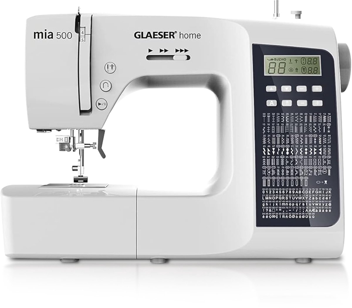 SnelShoppen - Digitale naaimachine Home mia 500, 300 steekvarianten, dubbele naald, led-display, inklapbare handgreep, automatische naaivoet, elektron