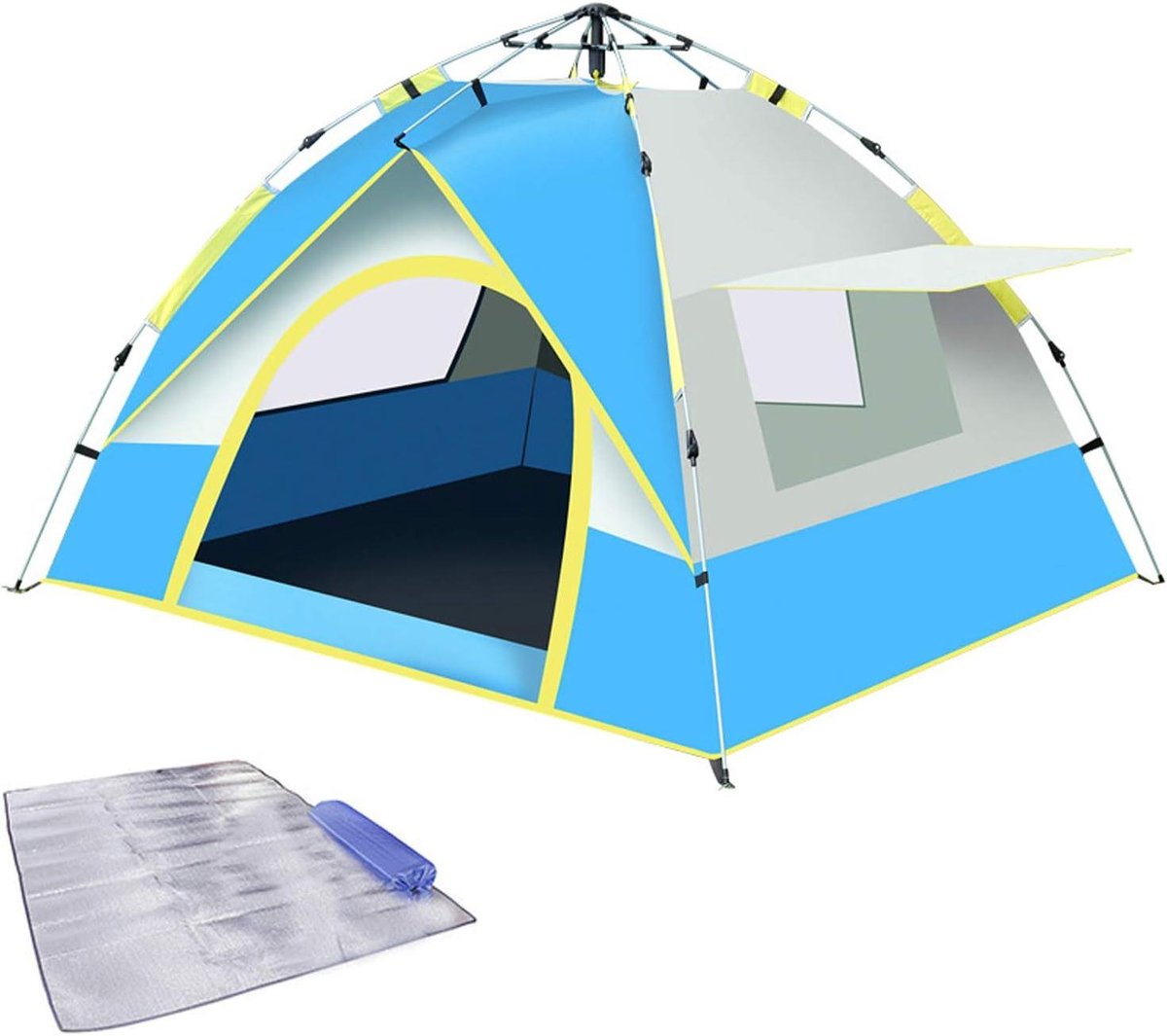 Pop-Up Tent - Automatische Tent Camping Tent - Kamperen en Reizen - Eenvoudige Montage - 3-4 Personen - Blauw