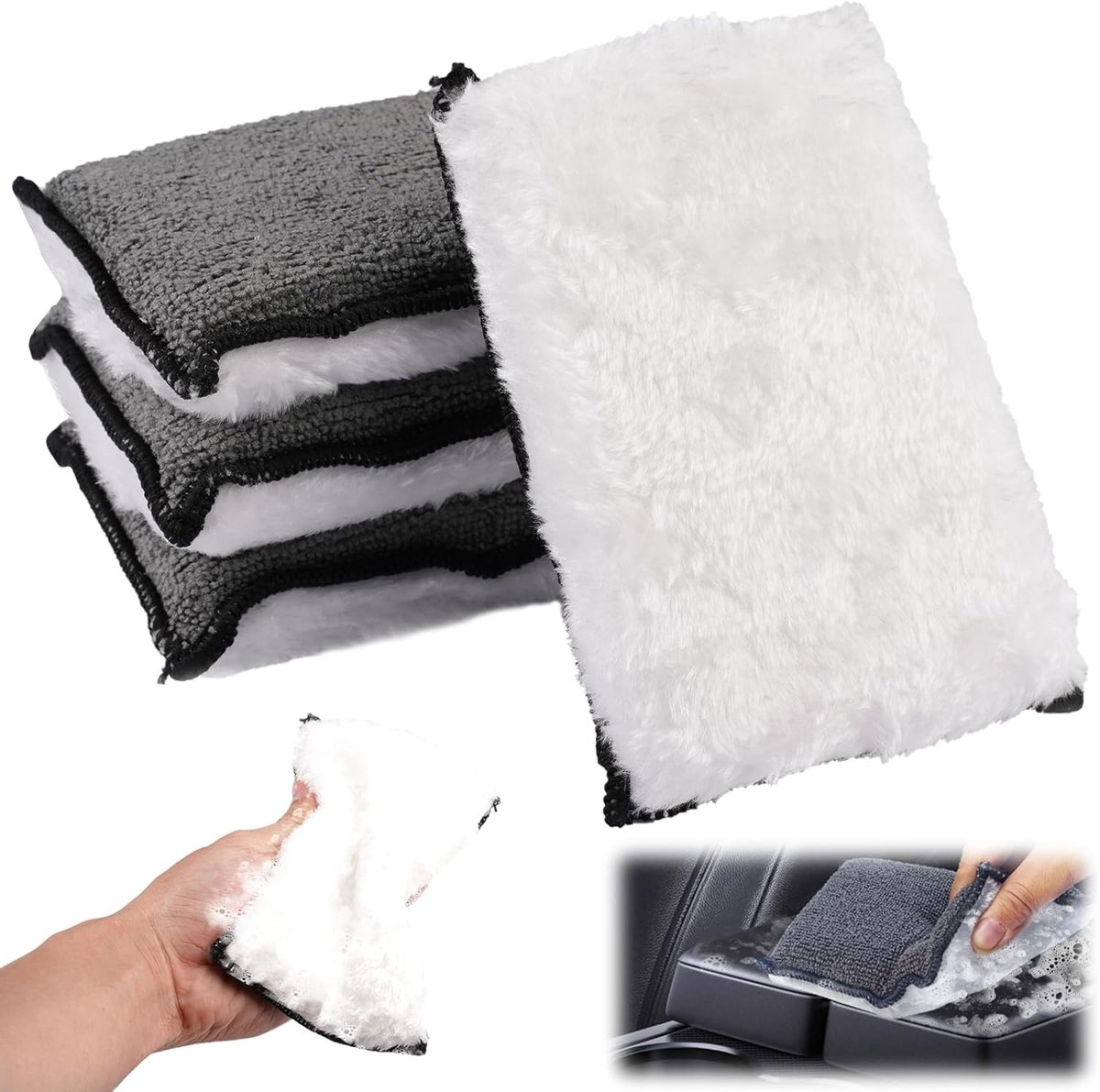Auto Interieur Scrub Pads 4 Stuks - Microvezel Reinigingspads voor Dieptereiniging van Kunststof en Leer