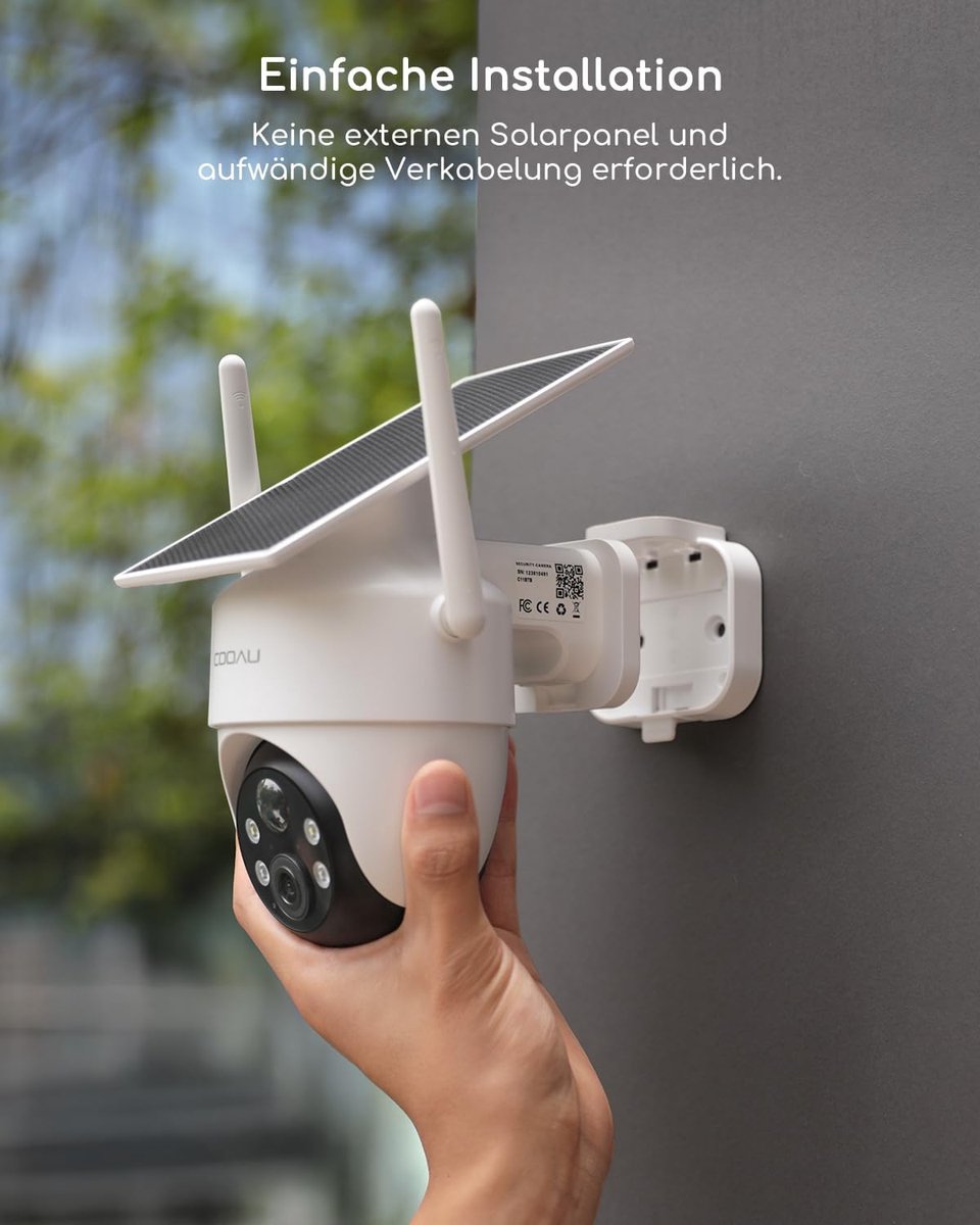 SnelShoppen - COOAU 2K Draadloze Wifi Bewakingscamera Buiten 3 MP 360 Graden PTZ WLAN 6 Intelligente PIR-detectie Inbraakalarm Nachtzicht Kleur Oplade