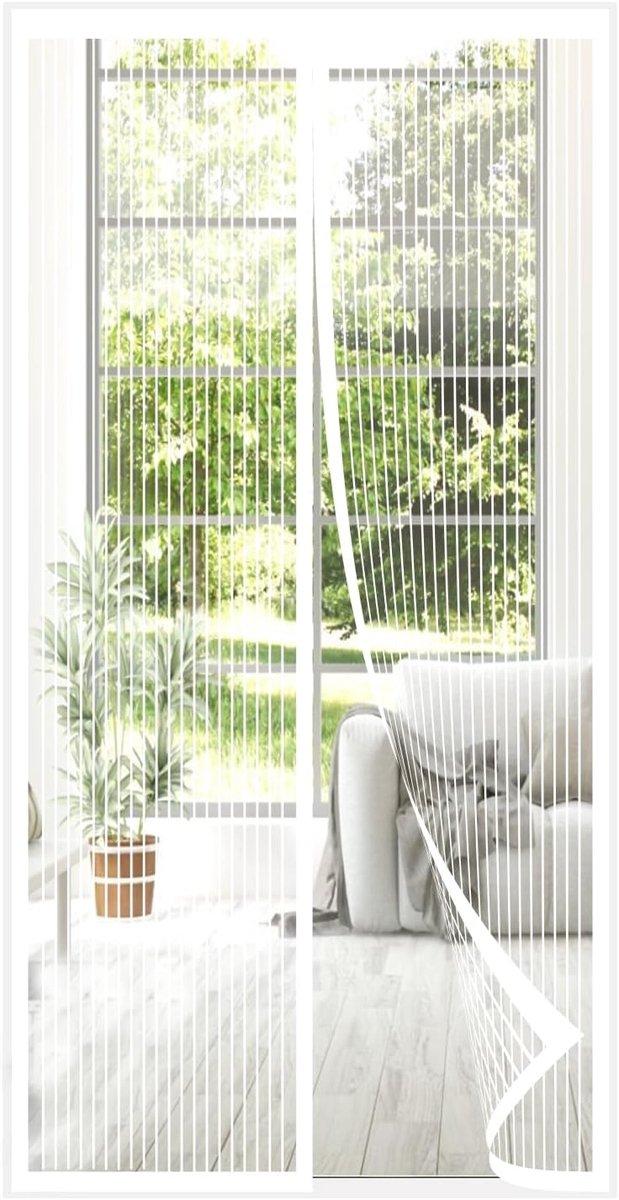 SnelShoppen - Magnetisch Vliegenraam Deur 150 x 240 cm Wit Polyester Magnetische Gordijn Vliegenraam Deur Ademend Zelfsluitend Insectenbescherming Voo
